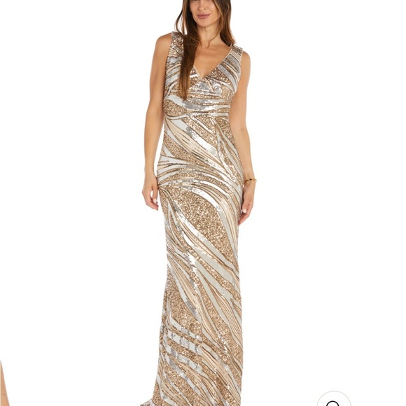 R&M Richards Dresses & Skirts - R&M Richards Gold and Silver Prom Dress